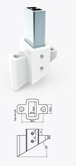 BASE INYECTADA 40X20 INCLINADA NEGRO