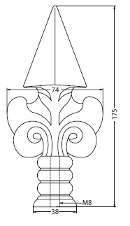 FLECHA BARANDILLA ROSCA 8MM Nº1 LACADO BLANCO