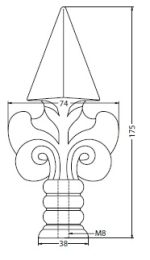 FLECHA BARANDILLA ROSCA 8MM Nº1 LACADO NEGRO