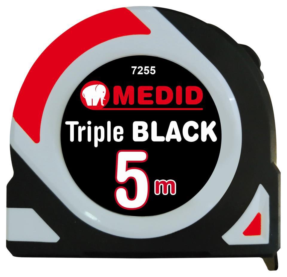 FLEXOMETRO MEDID PROFESIONAL TRIPLE BLACK 5MX25MM