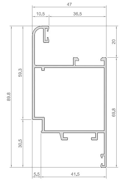 HOJA PUERTA APERT INT ALUP40 ANOD PLATA [6 35MTS]