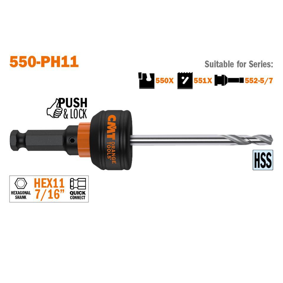 MANDRIL PUSH & LOCK HEX 11 CON BROCA CENTRADO HSS