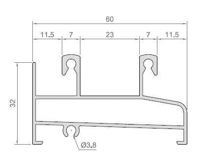 MARCO INFERIOR CORREDERA 60 ANODIZ BRONCE [6 35MT]