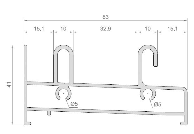 MARCO INFERIOR CORREDERA 83 LACADO BLANCO[6 35MTS]