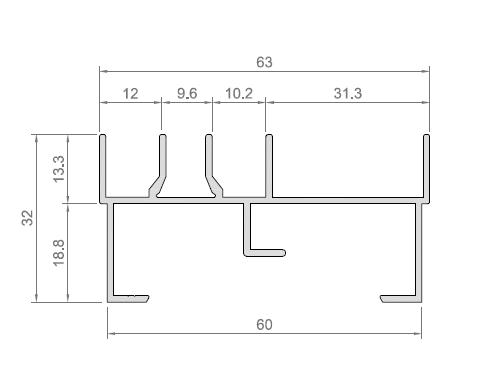 MARCO LATERAL CORREDERA 60 LACADO BLANCO[6 35MTS]