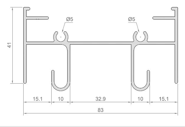 MARCO SUPERIOR CORREDERA 83 ANODIZ PLATA SATINADO