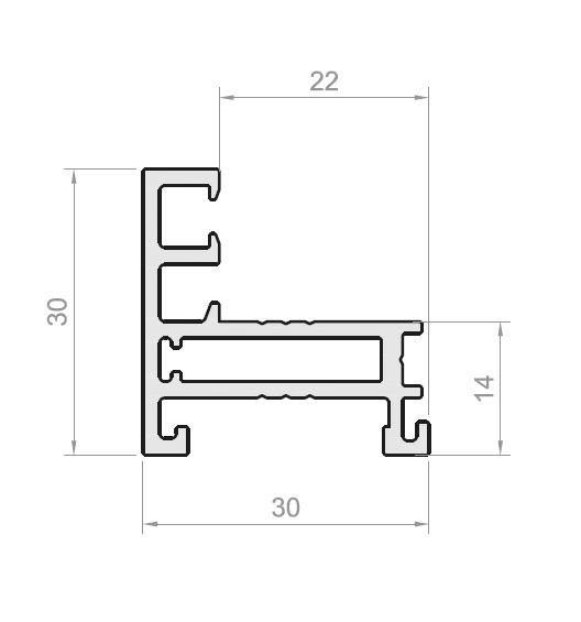 MONTANTE DE 30MM NEGRO MATE