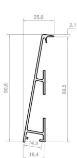 PERFIL FRONTAL ILUMINACIÓN LED ANOD  PLATA[6 35MT]