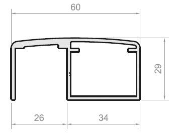 PERFIL PASAMANO RECTO GLASS RAIL ANOD PLATA[6 35M]
