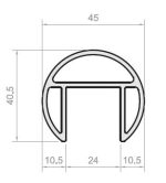 PERFIL PASAMANO REDONDO Ø45 GLASS RAIL PLATA 6 35M