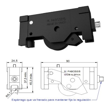 RUEDA REGUABLE POLIAMIDA ROD BOLA ALUP83/AL14/6500